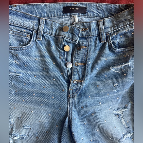 Amiri Crystal Studded Straight Jeans Size 27 - Picture 14 of 16